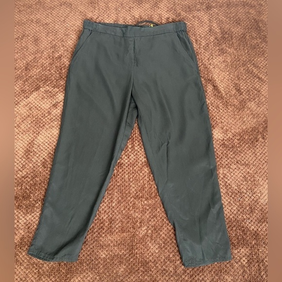 Gap Women’s Pull On Pants Size L Lyocell Tencel Cropped Tapered Downstring Black - Picture 1 of 14
